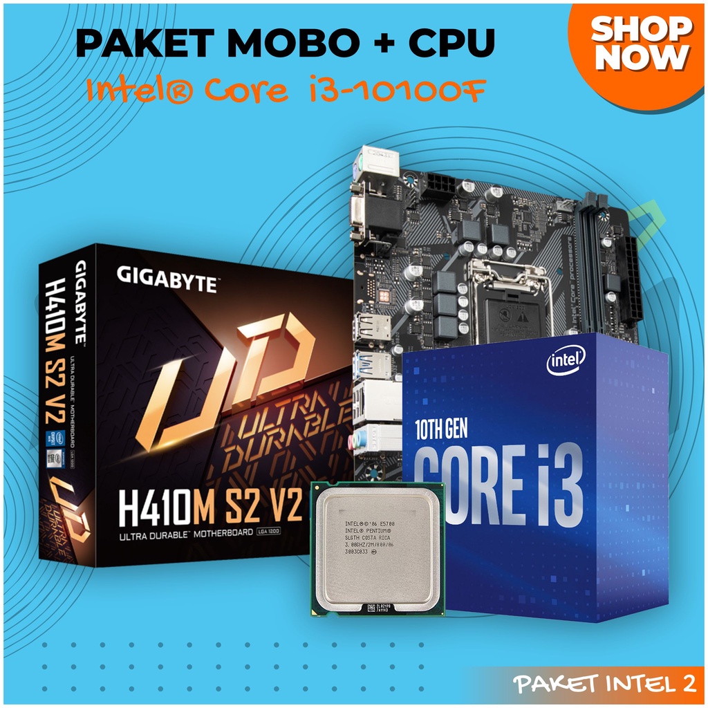 แพ็คเกจโปรเซสเซอร์ Intel Core i3-10100F + เมนบอร์ด Gigabyte H410M S2 V2