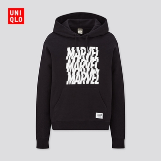 UNIQLlO เสื้อกันหนาวมีฮู้ดพิมพ์ลาย Marvel Series สําหรับผู้ชาย