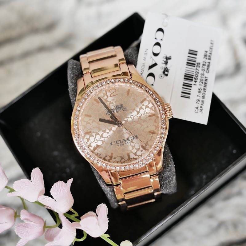 พร้อมส่ง นาฬิกาข้อมือผู้หญิง COACH Ladies Maddy Rose Gold Bracelet Watch w/Swarovski Crystal 14502735