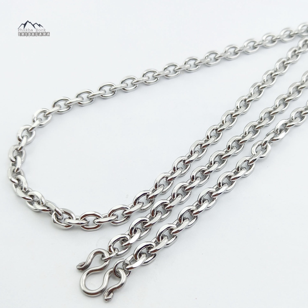 V43 โซ่ช้างใหญ่ ลายคดกริช 7 มม ยาว 24-28 นิ้ว สร้อยคอ ห้อยพระ สร้อยสแตนเลสแท้ สร้อยพระ necklace