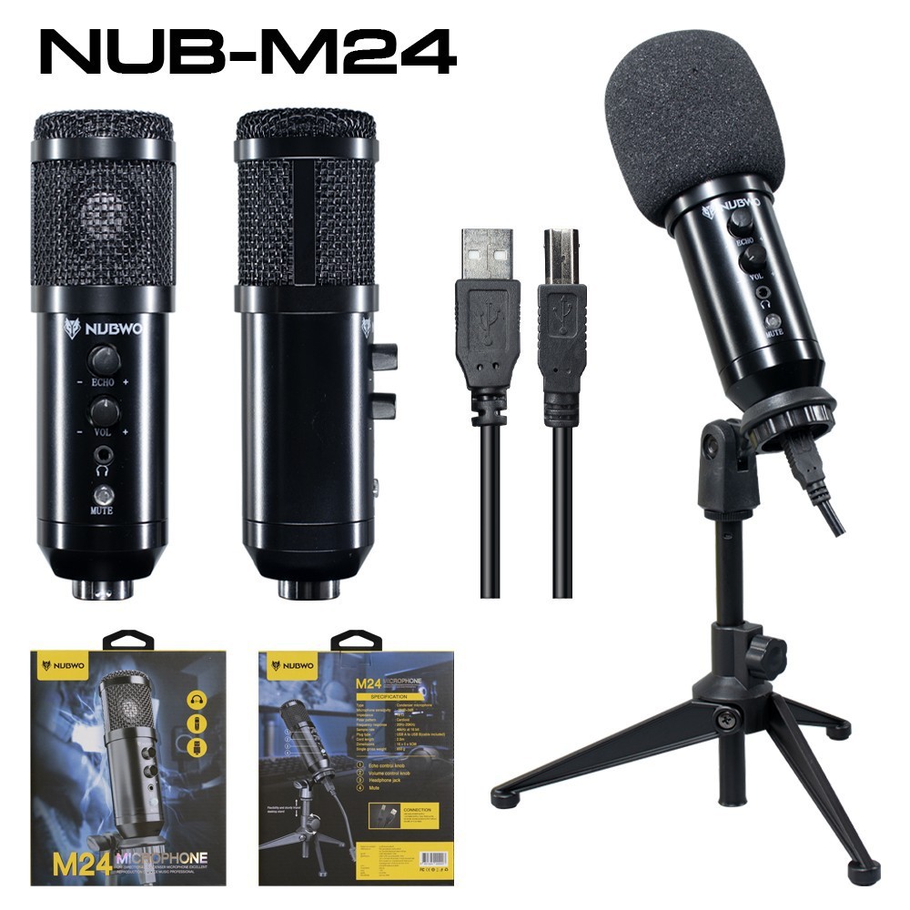 NUBWO M24 Condenser Microphone USB ไมค์คอนเดนเซอร์ - Black