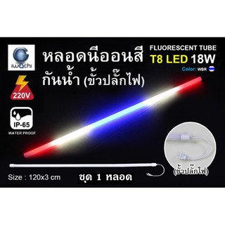 IWACHI หลอดนีออนสี ขั้วกันน้ำ พร้อมปลั๊กเสียบ รุ่นใหม่ LED T8 18W สีธงชาติ