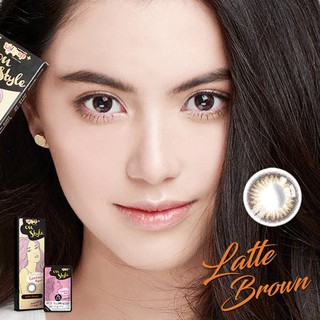 Lollipop Contact Lens On Style Latte Brown ลอลลิป๊อป คอนแทคเลนส์ ออนสไตล์ ลาเต้ สีนำ้ตาล สายตาสั้น 0.00 ถึง -6.00