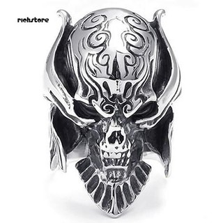 RichS_Mens Fashion Punk Gothic Jewelry Skull Warrior Helmet Stainless Steel Band Ring