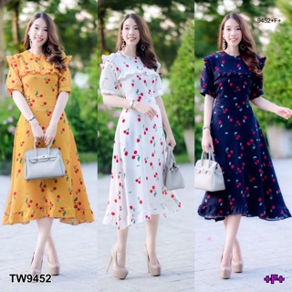 📌 Maxi Dress เดรสยาว ผ้าโฟเวย์ ลายเชอรี่🌟