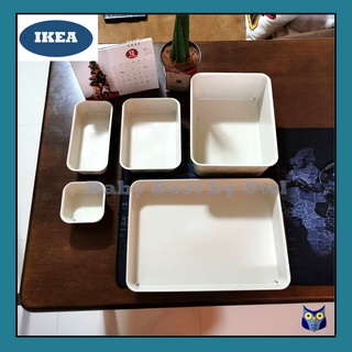 IKEA *พร้อมส่ง* กล่องจัดระเบียบพลาสติด กล่องใส่ของ จัดระเบียบลิ้นชัก จัดระเบียบโต๊ะ หลายขนาด NOJIG นอยิก สีเบจ สีขาว