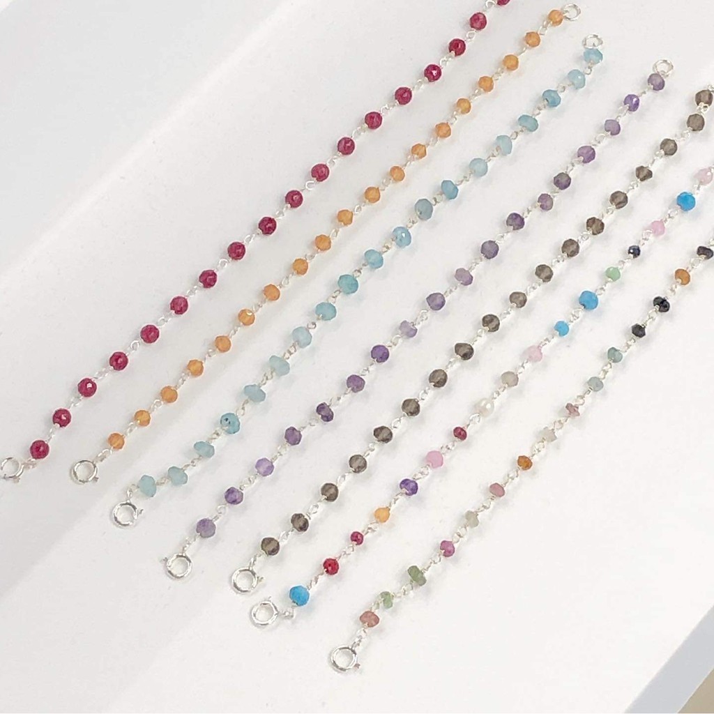 Winterwinter Jewelry Silver925 : เครื่องประดับเงินแท้ เงินแท้925 สร้อยข้อมือพลอย เม็ดเล็กน่ารัก
