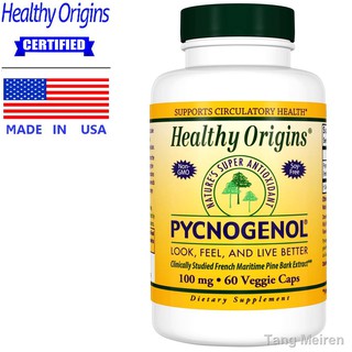 Healthy Origins Pycnogenol 100 mg x 60 Counts French Marine Pine Bark Extract / Consume with Astaxanthin Biotin Collagen