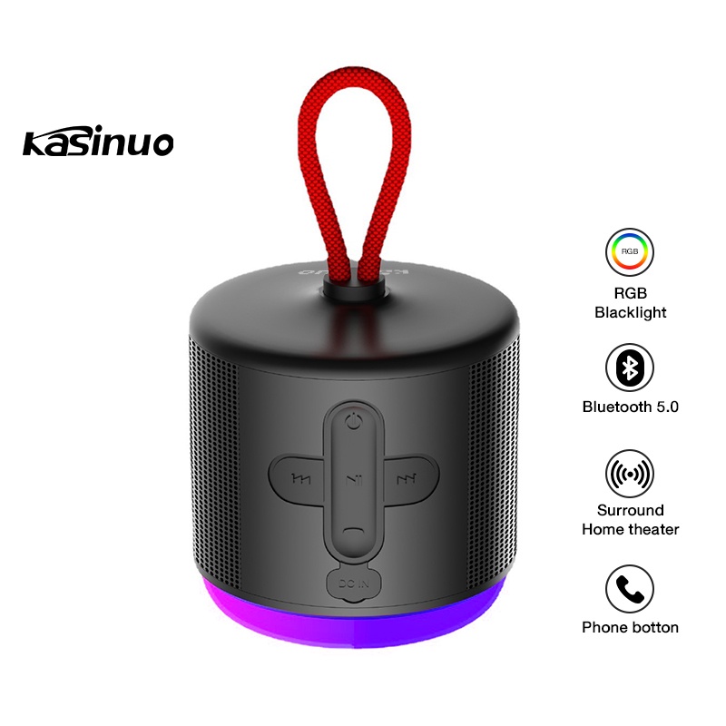 SDD Kasinuo K16 ลำโพงบลูทูธ Bluetooth 5.0 ลำโพงไร้สายขนาดพกพา พร้อมไฟRGB ไมค์ในตัว เสียงเซอราวด์ 360