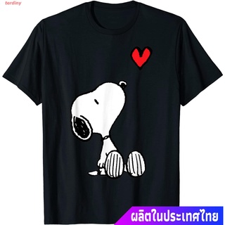 เสื้อยืดคู่รัก เสื้อยืดแขนสั้น ฝ้าย terdiny Rick and Mortyเสื้อยืดผู้ชาย Peanuts Heart Sitting Snoopy T-Shirt