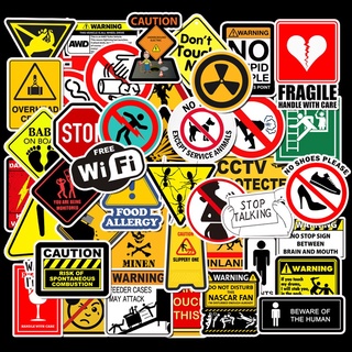 50PCS Warning Stickers Danger Banning Signs Reminder Waterproof Decal Sticker to Laptop Motorcycle Luggage Phone Snowboard