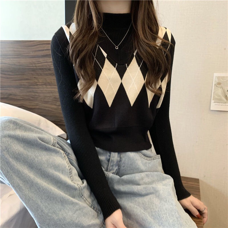 เสื้อกั๊กไหมพรม Uzzlang Taobao