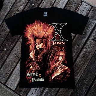 ผ้าฝ้ายคอกลมเสื้อยืดผ้าฝ้าย 18R326 NTS X JAPAN HIDE YOSHIKI JAPANESE TOKYO HEAVY METAL ROCK BAND ประเภทใหม่from S-4XL