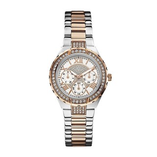 GUESS Womens W0111L4 "Sparkling Hi-Energy" - Silver- And RoseGold-Tone Watch