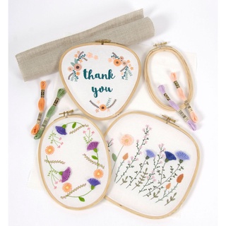 DMC embroidery hoop สะดึงไม้หมุดทองเหลือง รูปทรงพิเศษ