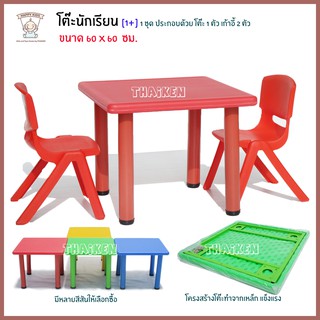 Monkey Toys โต๊ะเหลี่ยมพลาสติก 60x60 [สีแดง] 003