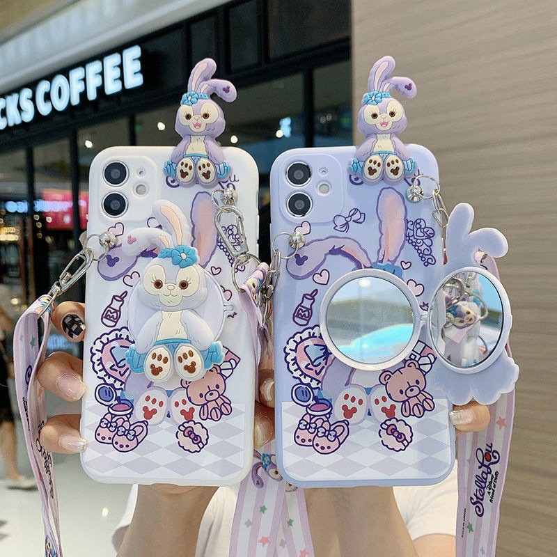 เข้ากันได้สำหรับ Xiaomi Redmi Note 14 13 Pro 12S 11S 10S 9S Redmi 15C 14C A5 13C A3 A2 A1 12C 10C 9A 9C 9T เคสโทรศัพท์มือถือนิ่ม ลาย Stellalou 3D พร้อมกระจกแต่งหน้า และสายคล้อง สําหรับ