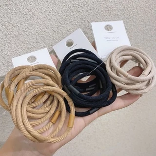 5 ชิ้น สไตล์กาแฟ สีกากี INS ไนลอน แน่นมาก ยืดหยุ่น ยางรัดผม เชือกผูกผม เครื่องประดับเกาหลี