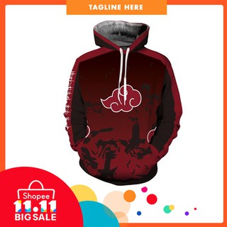 2018 อะนิเมะอะนิเมะสุดสวย Naruto Akatsuki Printing Zipper Hoodie