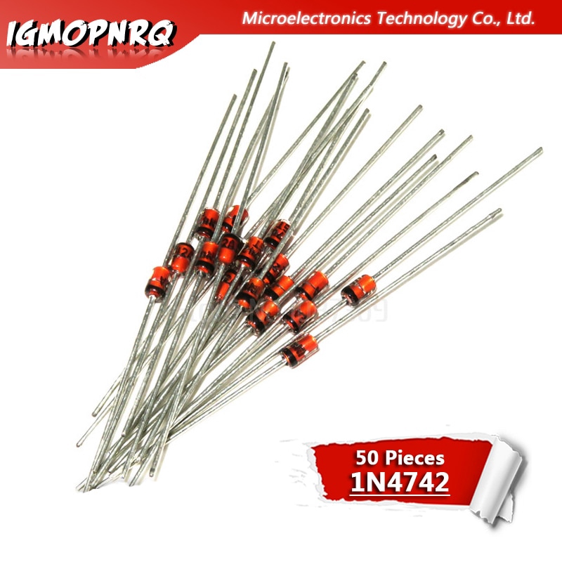 50 ชิ้น/ล็อต 1N4742A 1N4742 DO-41 1W 12V Zener ไดโอดใหม่