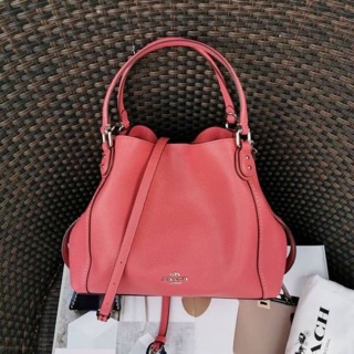 📌Coach 57124 Edie Shoulder Bag 28 Bright Coral/Silver 📌size 11 1/2" (L) x 9" (H) x 4 3/4" (W) 📌shop มีถุงผ้า มี 2