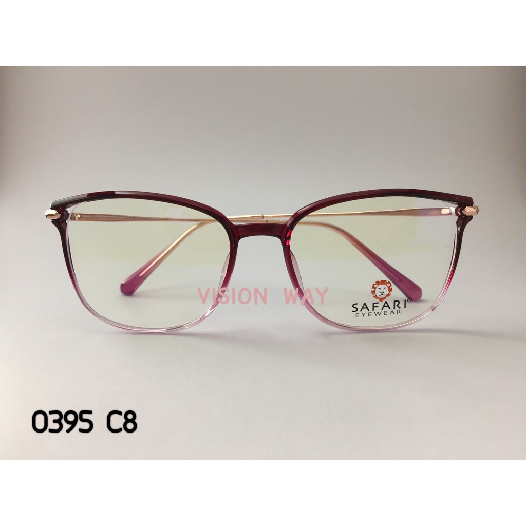 ใหม่! กรอบแว่นตา SAFARI  รุ่น Light&amp;Comfort 0395 -C8 เหลี่ยมแดง-ขาแว่นสี Pink Gold