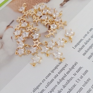 จี้สร้อยคอ สร้อยข้อมือ กําไลข้อมือ รูปดาวห้าแฉก ฝังเพทาย สีทอง 14k diy