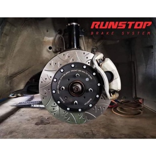 จานขยายลาย FSC ก้างปลา RUNSTOP ตรงรุ่น VIGO CHAMP FORTUNER 2013 - 2014 ขนาด 347mm. จานเบรค เจาะรู เซาะร่อง พร้อมขาต่อ