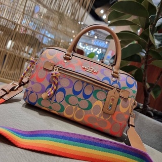 COACH C4396 ROWAN SATCHEL IN RAINBOW  SIGNATURE CANVAS