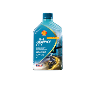 โปรโมชั่น : SHELL น้ำมันเครื่องสังเคราะห์แท้ สำหรับรถมอเตอร์ไซค์ 4 จังหวะ Advance City 10W-40 1 ลิตร