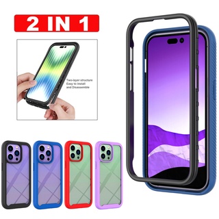 2 in 1 Luxury Shockproof Armor Case For iphone 14 Plus 13 Mini 12 11 Pro Max X XS XR SE 6 6S 7 8 Plus Front Back Double Protection Hard Soft silicone Phone Protective Back Cover