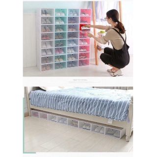 กล่องรองเท้า D.I.Y.สี. Pastel แบบฝาเปิดหน้า พร้อมส่งจ้า 1 set มี 6 กล่อง