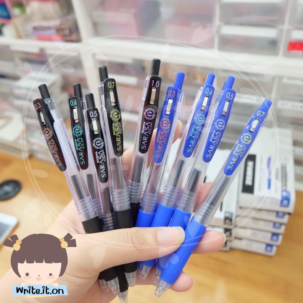 SARASA CLIP ปากกาเจล Zebra สีมาตรฐาน น้ำเงิน ดำ แดง (แบบแยกแท่ง) เขียนลื่น เส้นไม่ขาด จับถนัดมือ