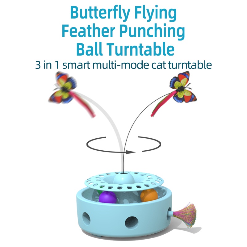 Automatic Cat Toy 360 Degree Butterfly Rotating Activated Cat Funny ...