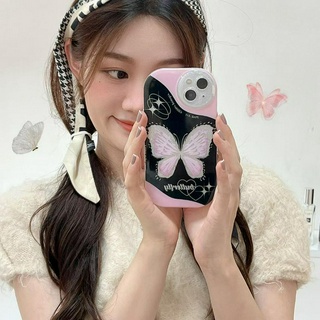 💕พร้อมส่ง💕iPhone 14 13 12 11 Pro Max เคส for เคสไอโฟน11ผีเสื้อ บางเบาพกพาง่าย โซ่มุก กันกระแทก Case