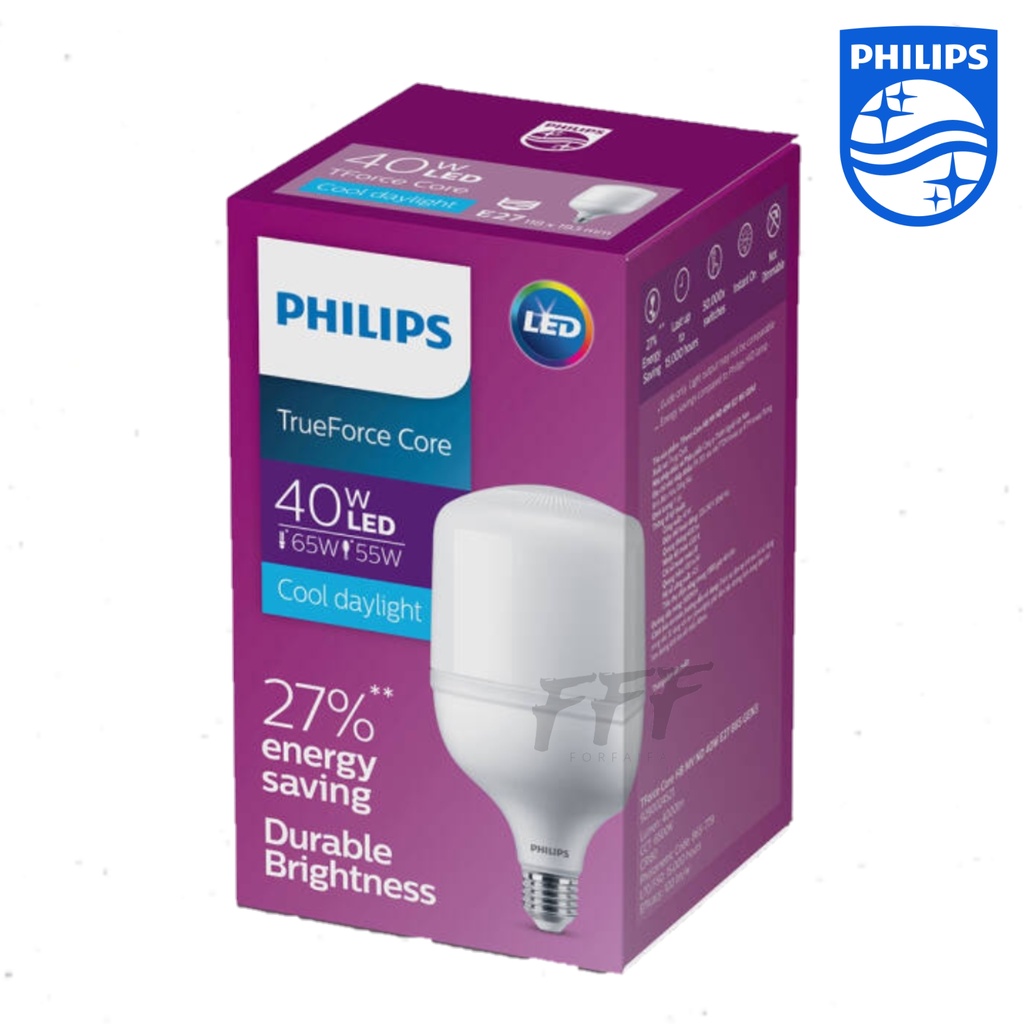 [PHILIPS] หลอดไฟ หลอดแอลอีดี PHILIPS LED bulb 40W Durable Brightness รุ่น TrueForce Core Gen3 E27