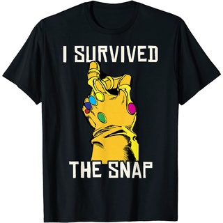 เสื้อยืด พิมพ์ลายกราฟิก Marvel Thanos Gauntlet I Survived The Snap สําหรับผู้ชาย