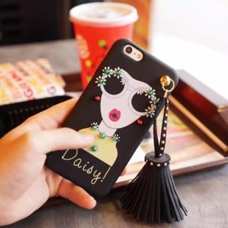 เคสผู้หญิง i5,6,6+,7,7+ เคสพู่ เคสdaisy สีดำเคสนิ่ม คลุมรอบเครื่อง case เคส