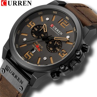 Curren Top Marca De Luxo Militar Dos Homens De Couro À Prova D 'Água Esportes Cronógrafo De Quartzo Relógio Data Moda Casual 8314xa