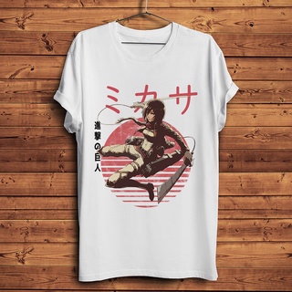 ขายดี!เสื้อยืดแขนสั้นลําลอง พิมพ์ลายอนิเมะ Mikasa Ackerman Attack on Titan สีขาว สไตล์สตรีท สําหรับผู้ชาย และผู้หญิงS-5X