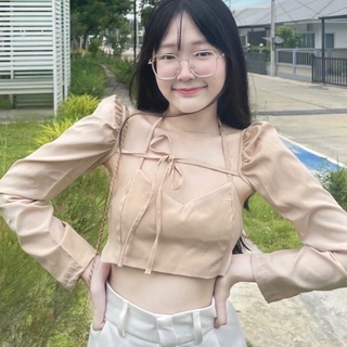 J’ar camisole Cream top ☁️🤍🎀🧸เสื้อสายเดี่ยวมีแขน