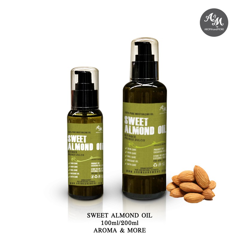 Aroma&More Sweet Almond Oil Refined น้ำมันสวีท อัลมอลด์บริสุทธิ์ รีไฟน์ น้ำมันเบส Spain (Cosmetic Grade) 100/200/1000ML