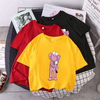 เซซามีสตรีทยูนิโคล่ Oversize เสื้อสีพื้น - เสื้อยืดแฟชั่นผู้ชาย - เสื้อสีพื้นคอกลมแขนสั้น สไตล์เกาหลี มีเก็บเงินปลายทาง