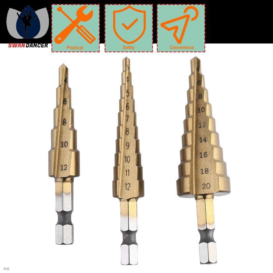 เจาะ Hexagonal Shank Step Drill Cone Bit Hole Groove Metal Wood Cutter ...