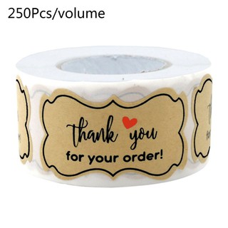 2 j  สติกเกอร์ฟอยล์ "Thank You for Your Order" สําหรับติดตกแต่ง 250 ชิ้น