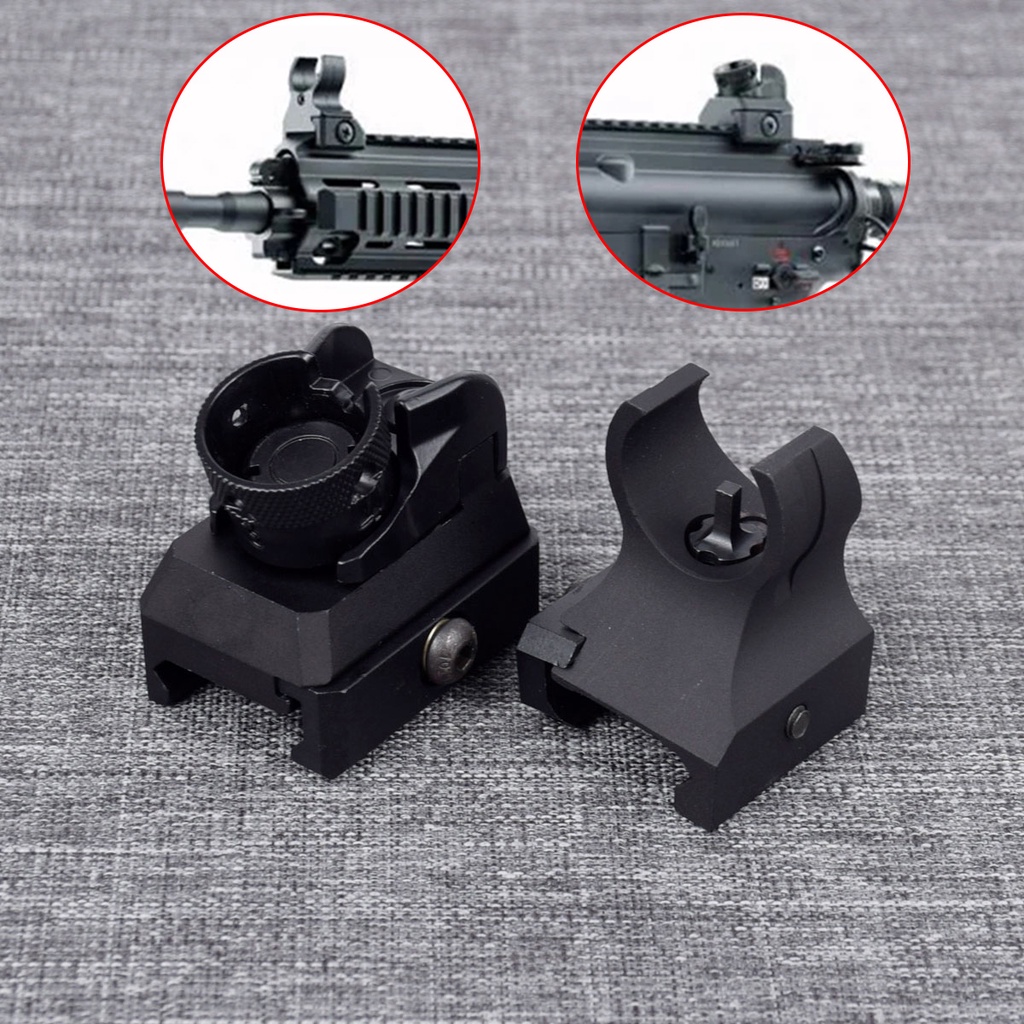 HK 416 Style Picatinny Iron Sight Set Low Profile Metal Front Rear Hk