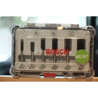 BOSCH ชุดทริมเมอร์แกน 1/4นิ้ว ดอกกัดไม้ ดอกกัดตรง ชุด 6 ดอก รหัสสินค้า 2607017467