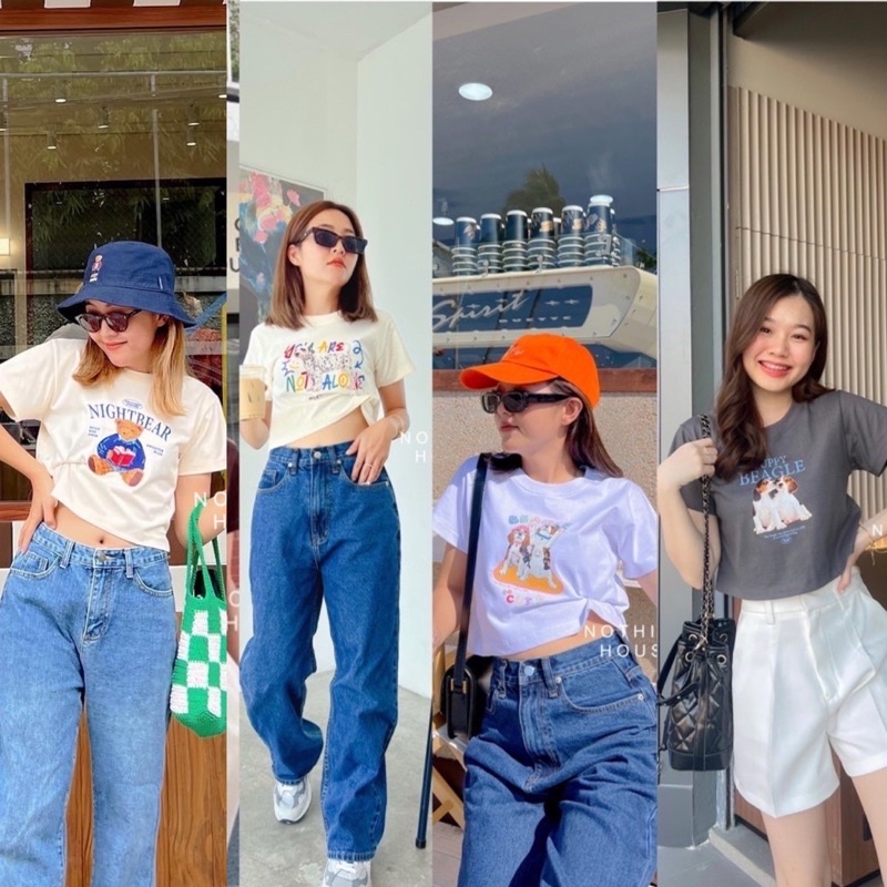 Crop top ป้ายNothing house🏷มีหลายลายเลื่อนดูได้เลยน๊า