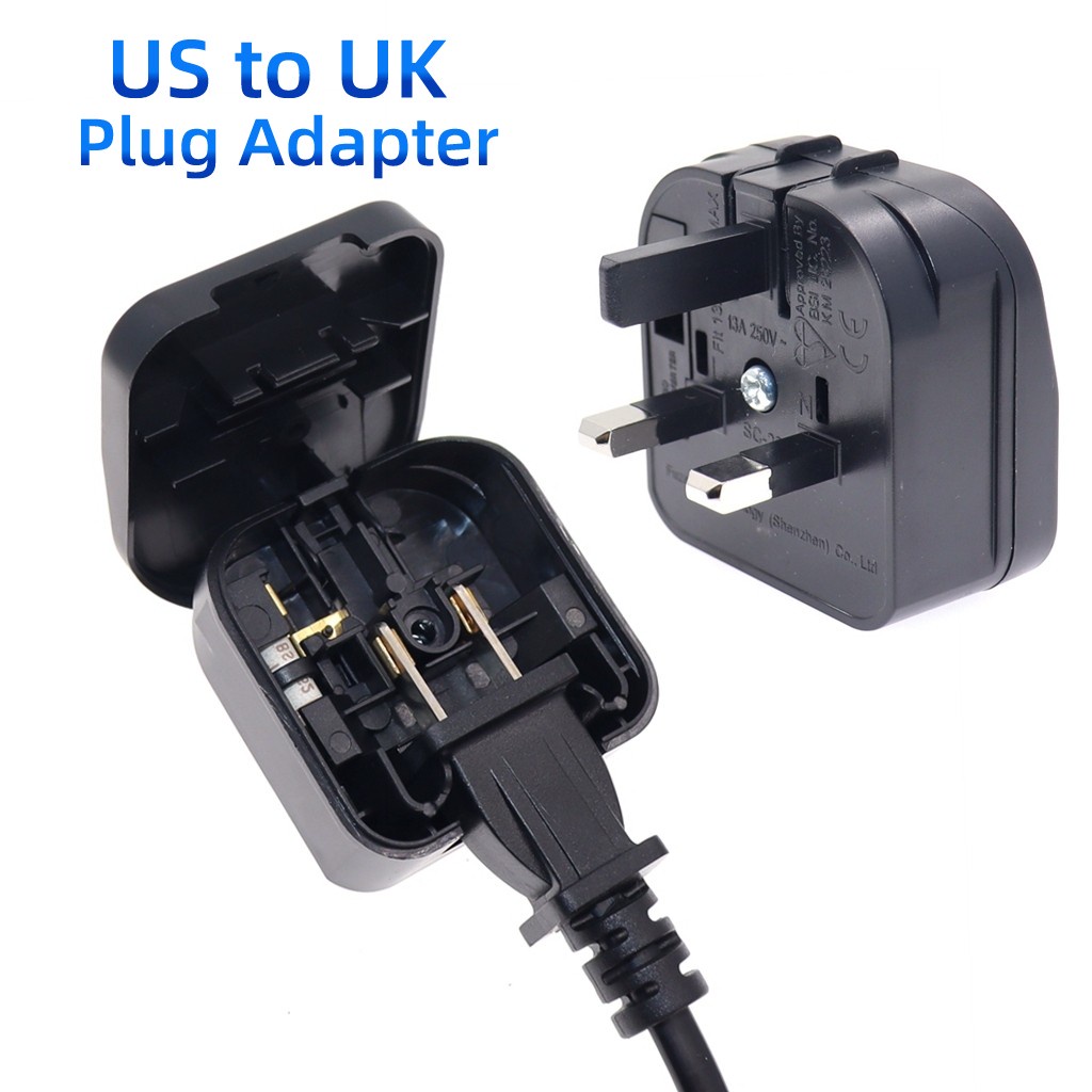 อะแดปเตอร์แปลงไฟ US เป็น UK Type-A เป็น Type-G 2 Pins เป็น 3 Pins HK สิงคโปร์ มาเลเซีย 13A