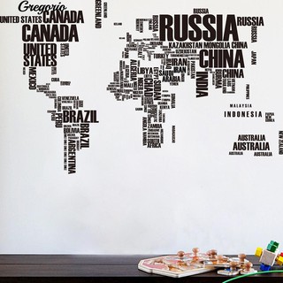 Gregorio ตัวอักษรสไตล์ World Map กรอบรูปลิงที่ถอดออกได้สติ๊กเกอร์ตกแต่งบ้านจิตรกรรมฝาผนัง